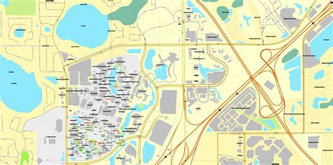 Orlando Florida Exact Printable Vector Street City Plan Map V3 Full