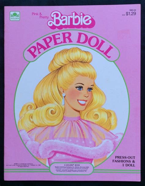 Barbie Paper Dolls Barbie 80s Vintage Paper Dolls Barbie Pink
