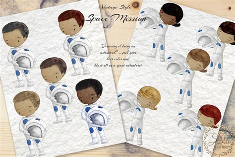 Watercolor Space Clipart Cute Astronaut Party Planet Earth Etsy
