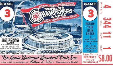 1967 St Louis Cardinals World Series Ticket Print Vintage Etsy