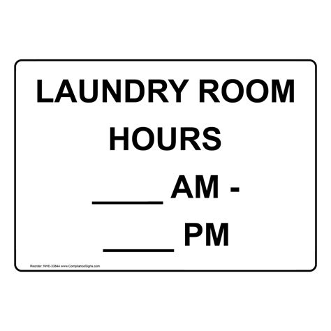 Custom Sign Laundry Room Hours Am Pm