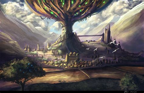 Tree Land Fantasy Setting Fantasy City Fantasy Inspiration