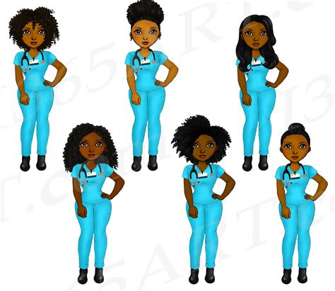 Nurses Natural Hair African American Clipart By I 365 Art