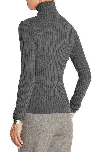 Acne Studios Ribbed Merino Wool Blend Turtleneck Sweater Net A
