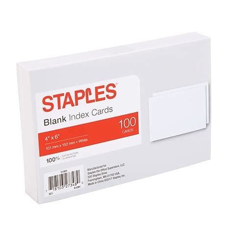 Index cards and coloured revision cards introduce indexing to your life. Staples® 4" x 6" Blank Index Cards, 100/Pack, 60 Packs/CT (51003-CT) at Staples