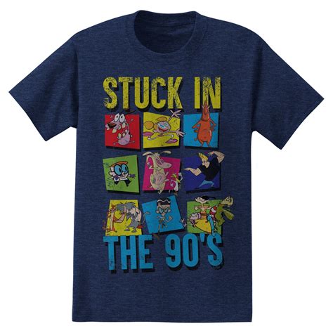 Mens Cartoon Network Stuck 90s Graphic T Shirt Navy L Blue Cartoon Network T Shirt