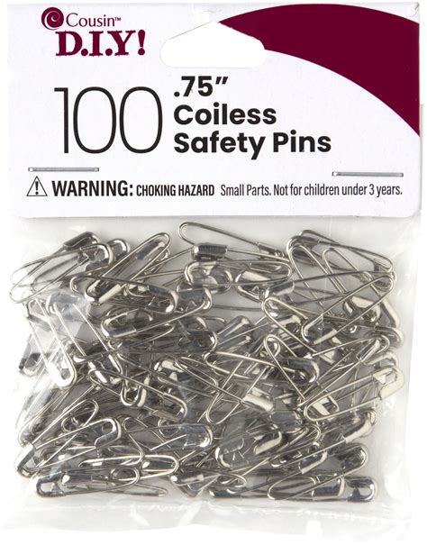 Cousindiy Coiless Safety Pins 100pkg Nickel Michaels