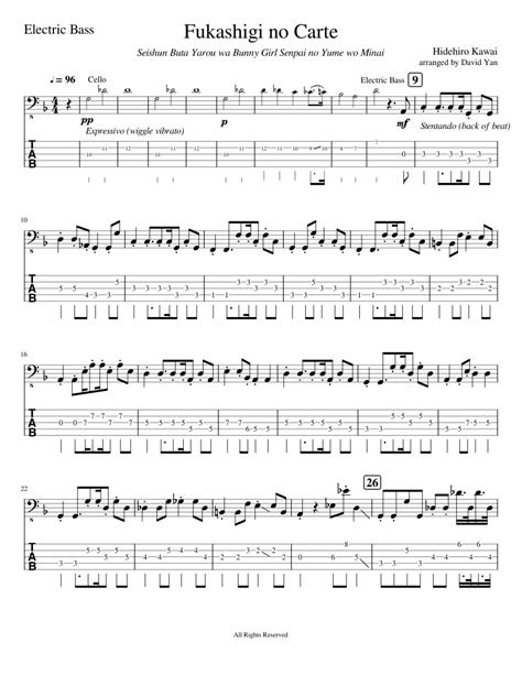 None force assignment movements/sections mov'ts/sec's: Fukashigi no Carte (Electric Bass) Sheet music for Bass (Solo) | Musescore.com