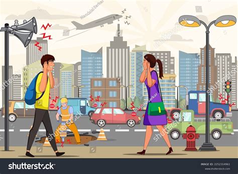 Noise Pollution Cause Vector Illustration People Stock Vector Royalty Free