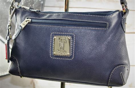 Tignanello Pebble Navy Blue Pebbled Leather Hobo Shoulder Handbag Purse