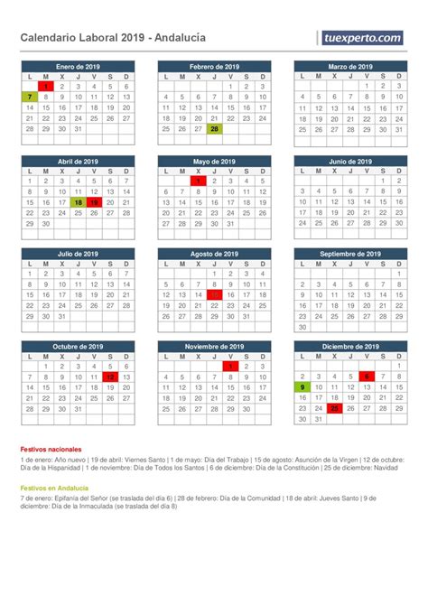 El calendario laboral barcelona 2021 incluye 14 días festivos. Calendario laboral 2019, calendarios con festivos por ...