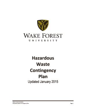 Fillable Online Ehs Wfu Hazardous Waste Contingency Plan Fax Email