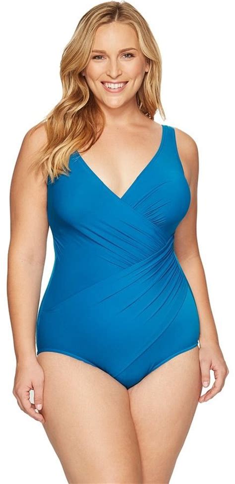 Miraclesuit Plus Size Solids Oceanus One Piece Women S Swimsuits One Piece Plus Size Swimsuits