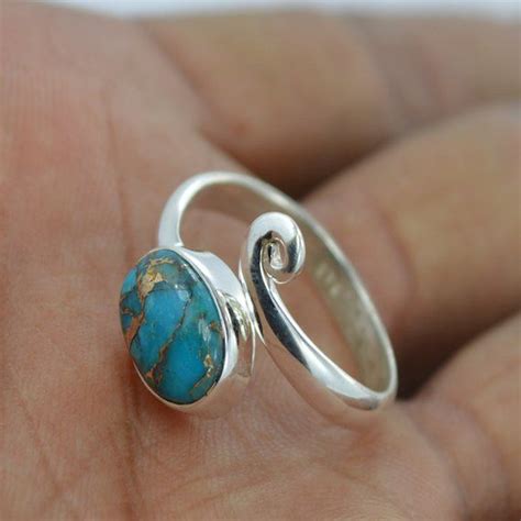 Blue Copper Turquoise Designer Ring Turquoise Gemstone Ring