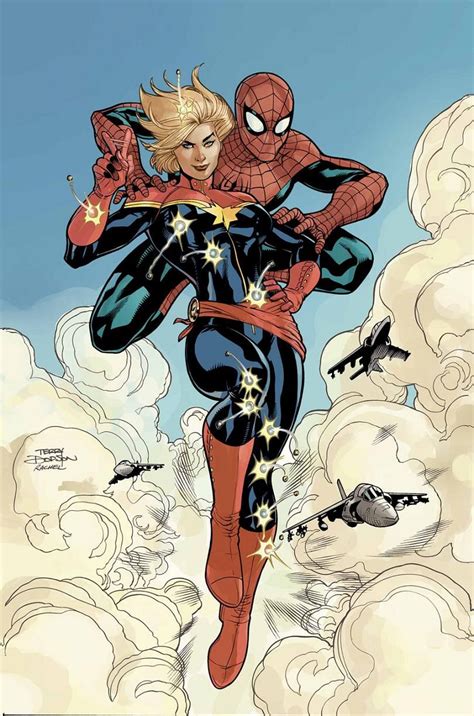 Captain Marvel And Spider Man By Terry Dodson Captain Marvel Carol
