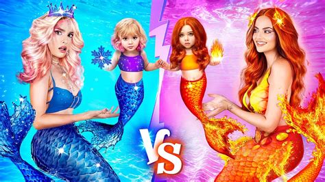 Hot Vs Cold Mermaids Girl On Fire And Icy Girl Build Secret Room Youtube