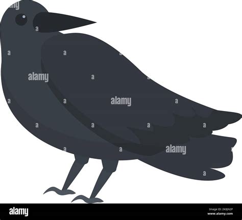 Icono De Crow Negro Vector De Dibujos Animados Pájaro Cuervo Tinta De