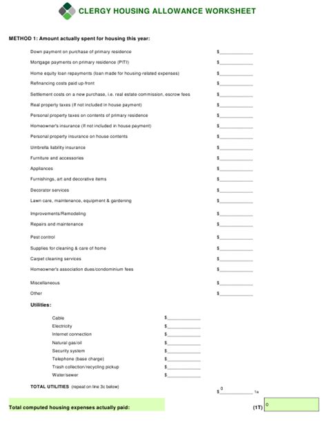 Instantly download request for proposal template, sample & example in microsoft word (doc), google docs, apple pages format. Housing Allowance Worksheet - Clergy Financial Resources Download Fillable PDF | Templateroller