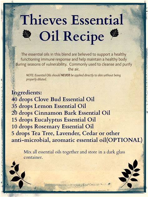 Make Your Own Thieves Essential Oil Blend Find All The Essential Oils For This Recipe At