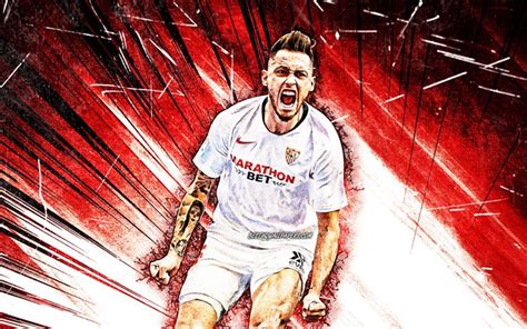 However, sevilla fc are ready to play back every minute. تحميل خلفيات 4K, لوكاس Ocampos, الجرونج الفن, Sevilla FC ...