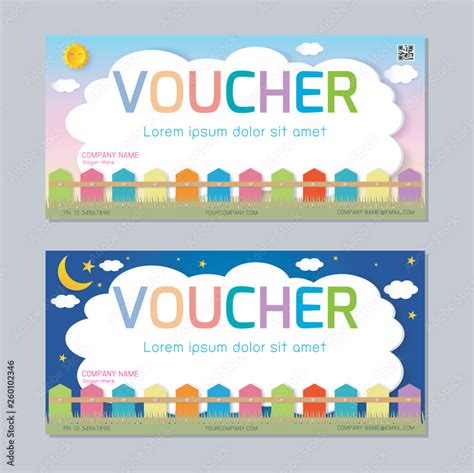 T Voucher Template With Colorful Patterncute T Voucher