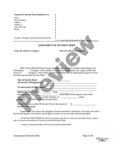 Georgia Assignment Of Security Deed From Individual Mortgage