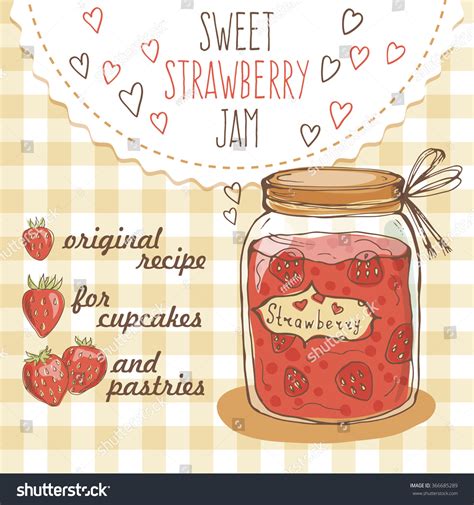 Cute Jars Strawberries Jam Hand Drawn Stock Vector Royalty Free