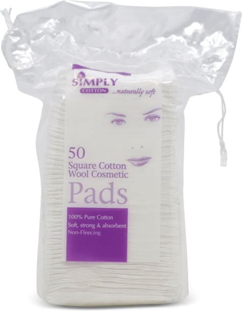 Simply Cotton Square Cotton Wool Cosmetic Pads 50 Pack Medino
