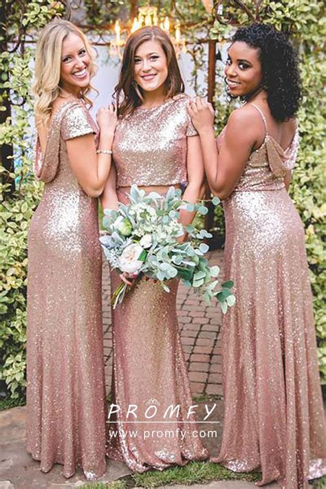 Here ericdress.com shows customers a fashion collection of current rose gold bridesmaid dresses.you can find many great items. Sparkly Rose Gold Sequin Mismatched A-line Long Bridesmaid ...