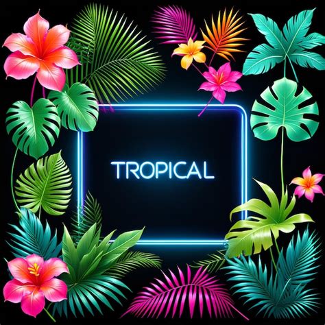 Premium Photo Tropical Neon Frames