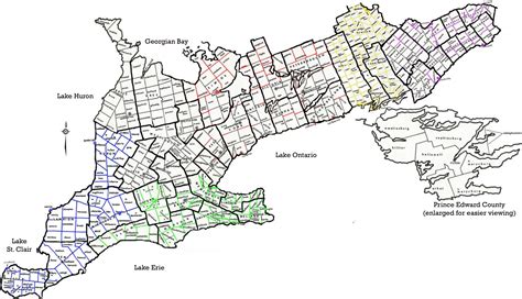 Ontario Map Including Township And County Boundaries