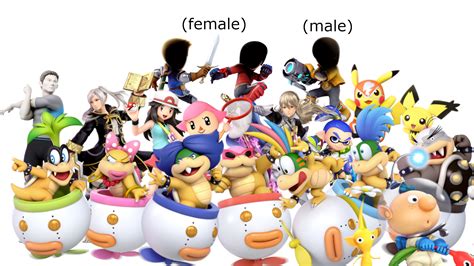 all the different character gender alternate costumes in super smash bros ultimate super