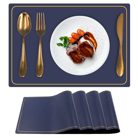 4 Pcs Pu Table Mats Leather Non Slip Placemats For Dining Table