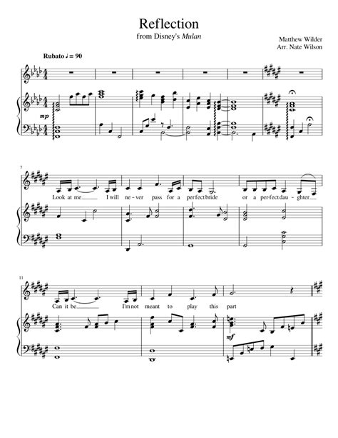 Reflection From Mulan For Piano Sheet Music For Piano Download Free