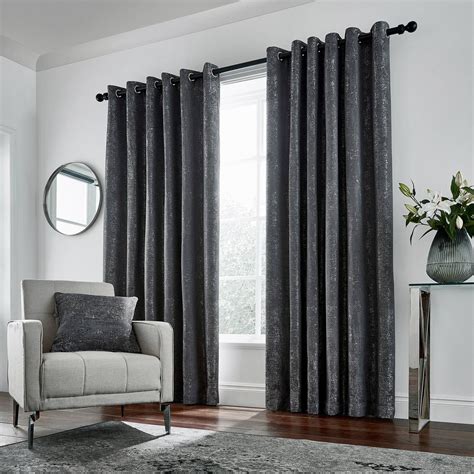 Hotel Dark Grey Polyester Roma Lined Curtains Debenhams Grey