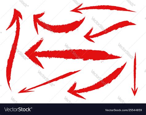 Set Different Grunge Brush Arrows Isolated Vector Image