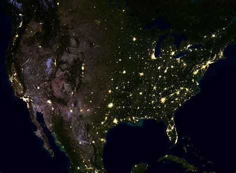 Earth At Night Nasa Night Lights Satellite Image Map Mural