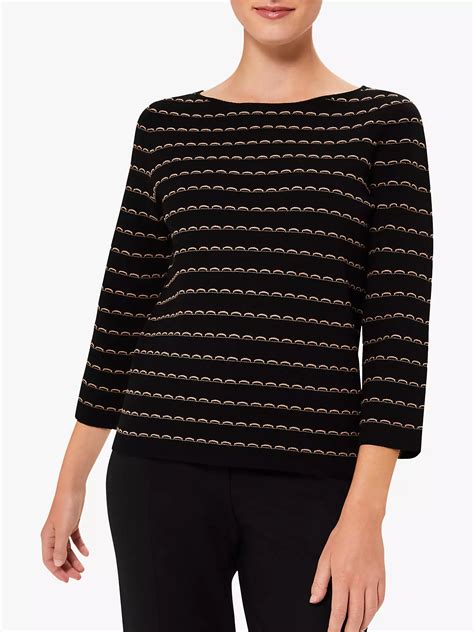 Hobbs Tayla Scallop Stitch Jumper Blackcamel At John Lewis And Partners