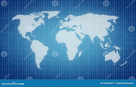 World Map In Blueprint Stock Illustration Illustration Of Design