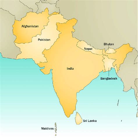 South Asia Country Map Cities And Towns Map