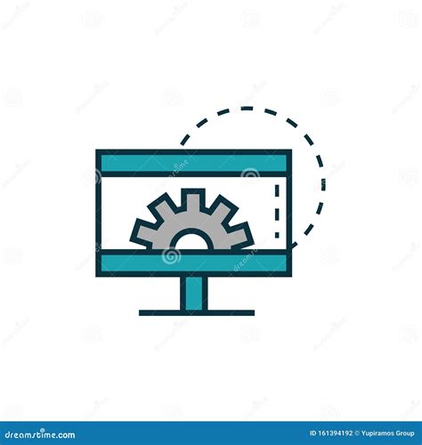 Computer Setting Process Icon Vector Or Flat Pc Fixing Revamp And
