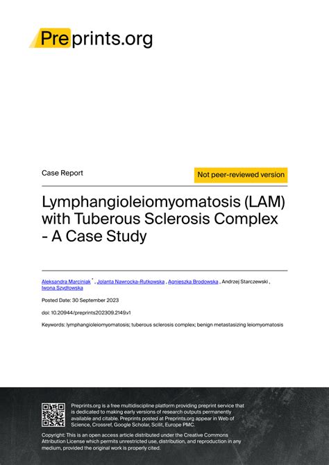 Pdf Lymphangioleiomyomatosis Lam With Tuberous Sclerosis Complex