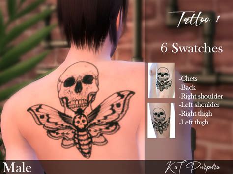 The Sims Resource Tattoo 1 Moth And Skull
