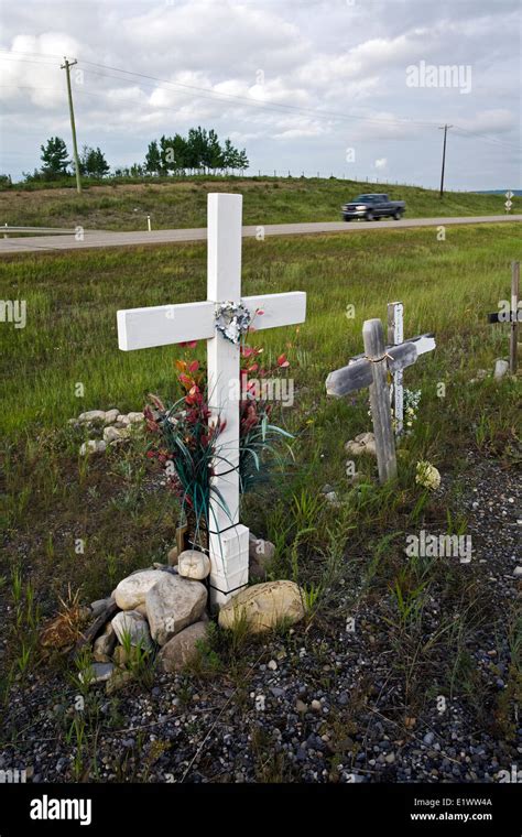 Roadside Memorial Crosses Near Cochrane Hi Res Stock Photography And