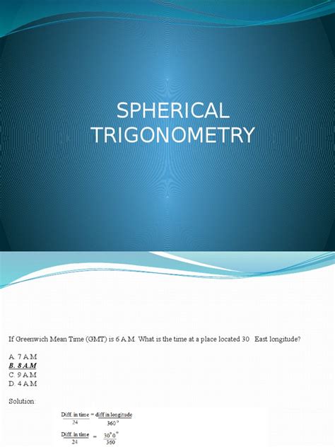 Spherical Trigonometry Pdf