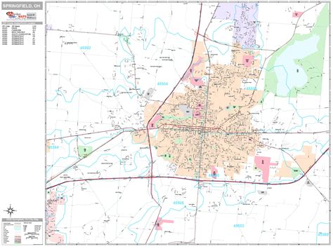 Springfield Ohio Wall Map Premium Style By Marketmaps Mapsales