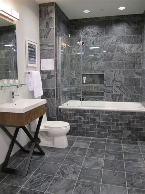 Quality floor tiles dark slate grey self adhesive vinyl floor tiles dc floor. Polished Slate Tiles - Contemporary - bathroom - Sherwin ...