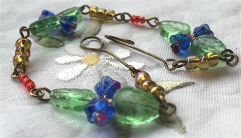 Handmade Czech Glass Flower Bracelet In A Vintage Style By Pickalillies