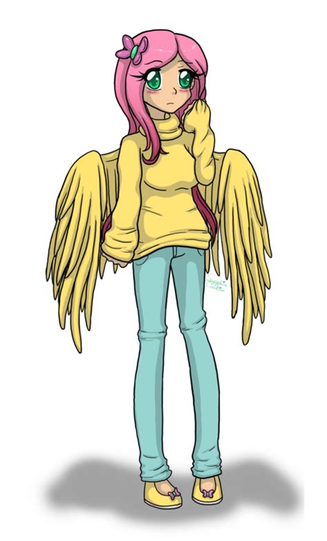 272065 safe artist sapphirecookies fluttershy human female humanized solo winged