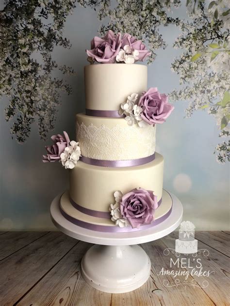 3 Tier Wedding Cake With Sugar Flowers Mels Amazing Cakes